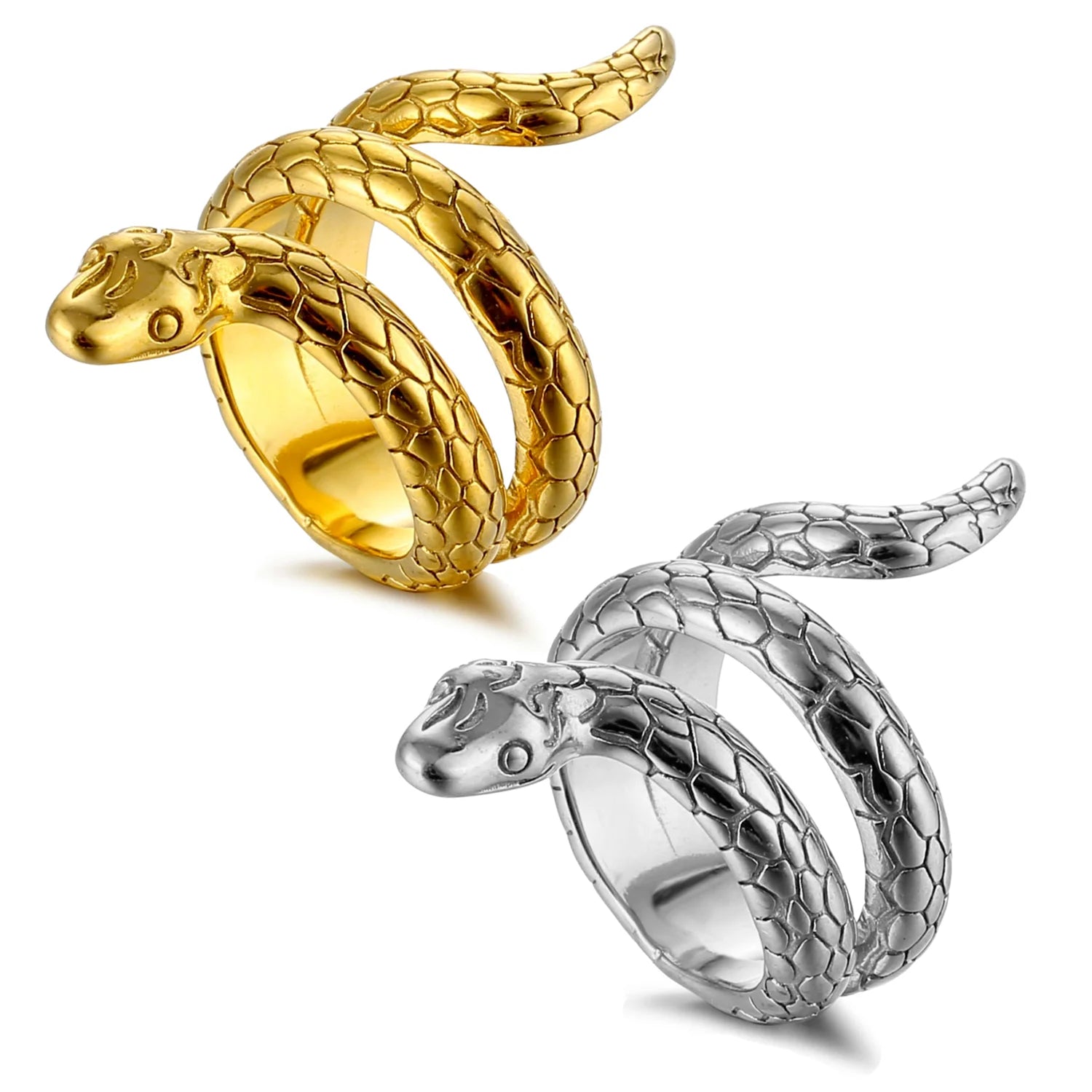 Hot Sale Antique Dainty Stainless Steel Snake Gold Plated Gothic Vintage Snake Ring Titanium Open Adjustable Ring