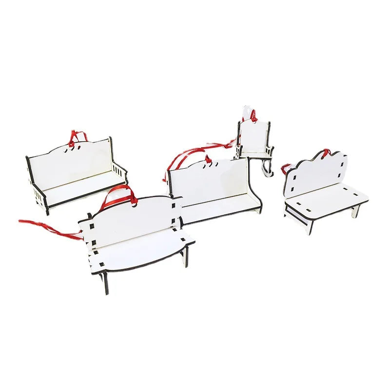 White MDF Wooden Sublimation Memorial Bench Ornament for Christmas Decoration