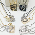 2026 Valentine's Day Fashion Jewelry Stainless Steel Forever Love Necklace 2pcs Heart Love Splicing Pendant for Couple Gift
