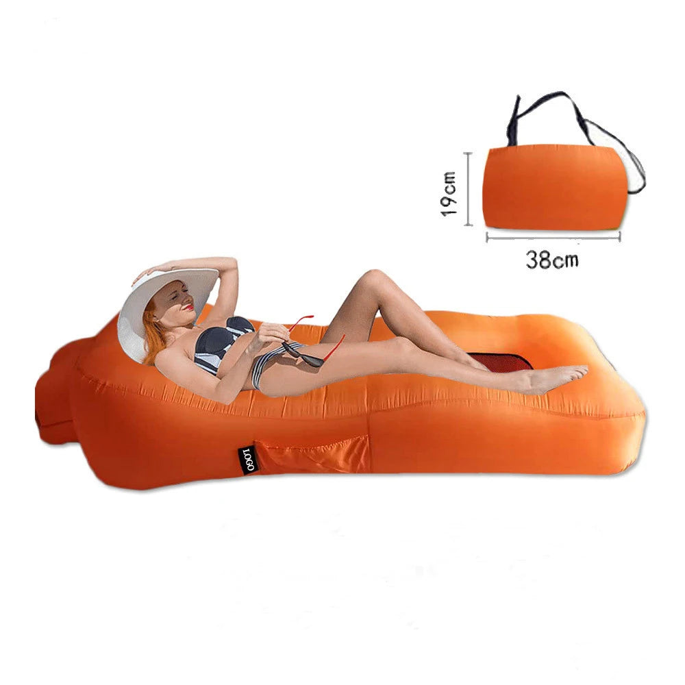 Latest Custom Inflatable Lounger Beach Bed Chair Waterproof Anti-Air Leaking Air Lazy Sofa Couch with Pillow Outdoor Camping
