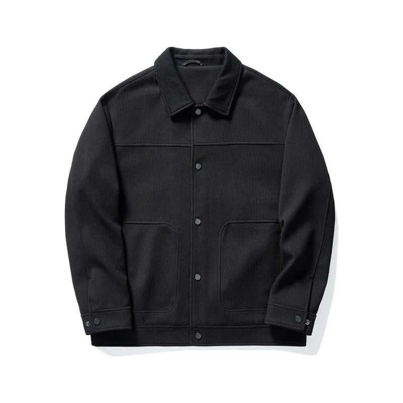 Momaker Vertical Strip Texture Casual Coat Men 2025 Autumn and Winter New Lapel Cargo Style Men's Jacket