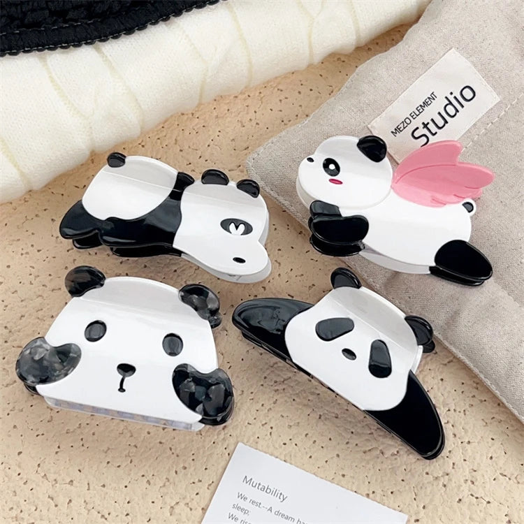 Elegant Simple Panda Shape Acetate Hair Claw Clip Sweet Cartoon Style European and American Fashion