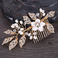 Golden Metal Crystal Pearl Hair Combs Headpiece Bridal Fashionable Wedding Hair Accessories