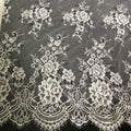 Classic Floral Embroidery Eyelash French Lace Fabric Chantilly Laces White for Dresses LT21806