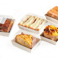 Custom Disposable Square Cake Box with Clear Plastic Lid Matt Lamination Kraft Paper Base for Food Packaging Sushi & Cake