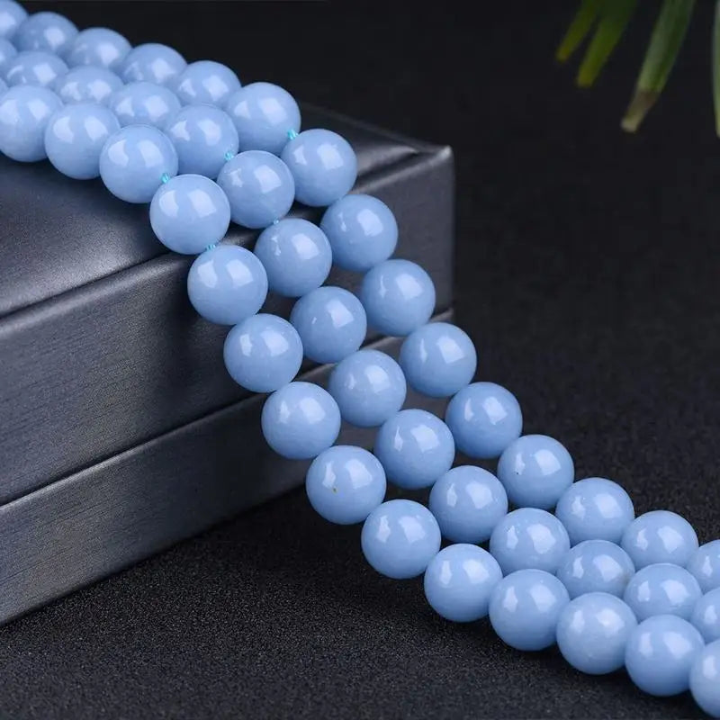 Wholesale Natural Blue Angel Stone Beads Round Loose Beads Angel Round Beads for Jewelry Making Diy Bracelet