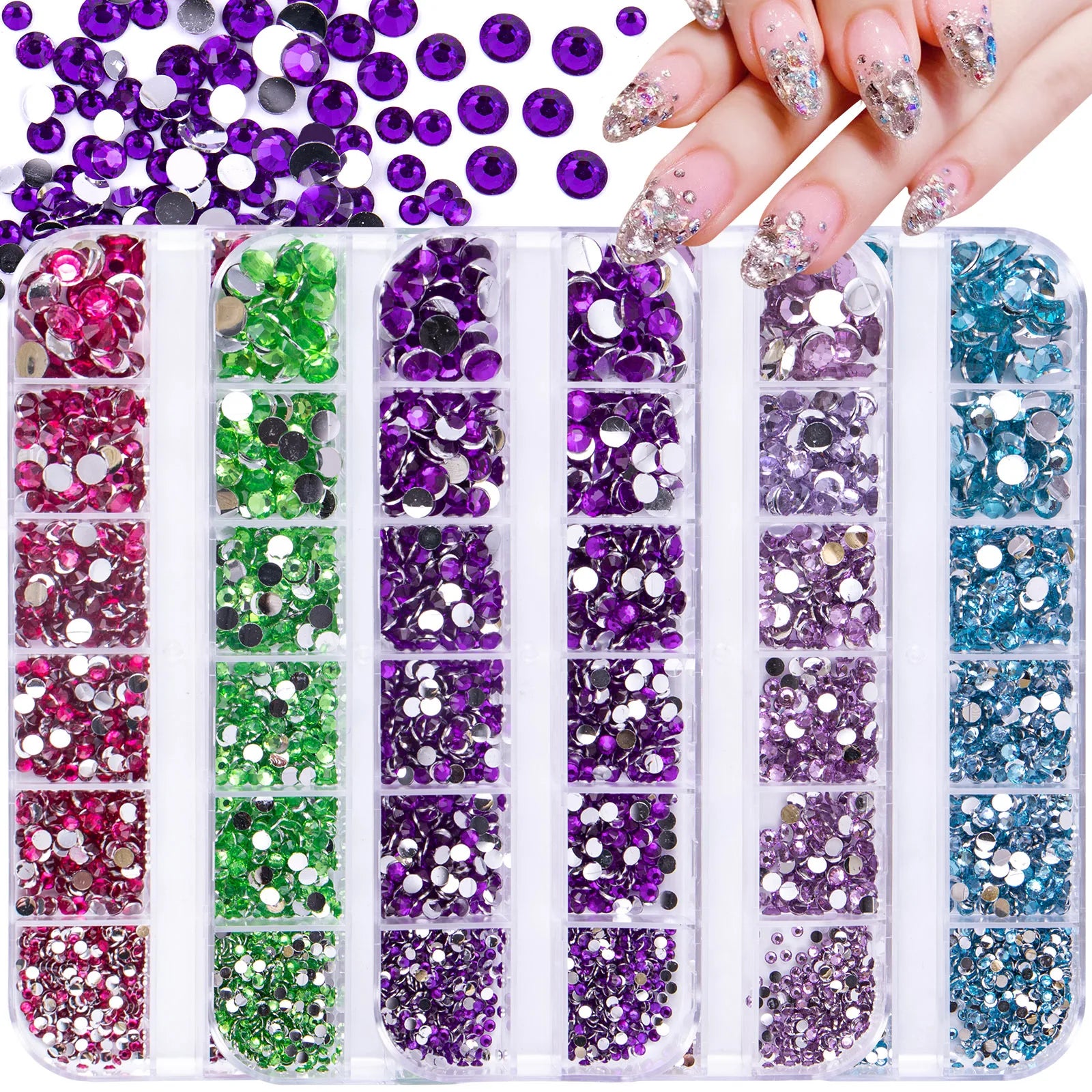 AB Color Multi Sizes Glass Flat Back Nail Rhinestones SS6-SS30 Crystal Choose Round Glitter Gem for DIY Nail Art Decorations