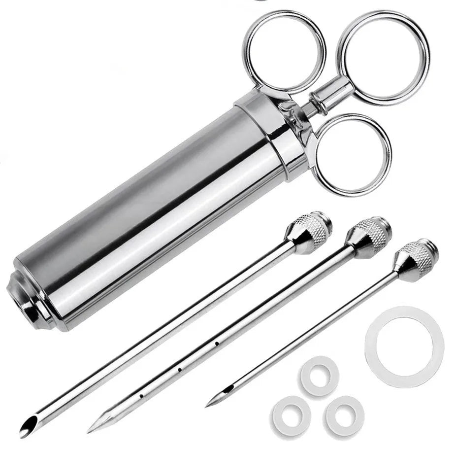 Meat Injectors for Smoking Professional Turkey Injector Syringe Kit with Case Stainless Steel Turkey Injector