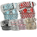 Ecowalson Skull Rivet Rhinestone Bb Belts Trendy Solid Color Sparkling PU Leather Belt Cowboy Cowgirl Jeans Pants Belt for Women
