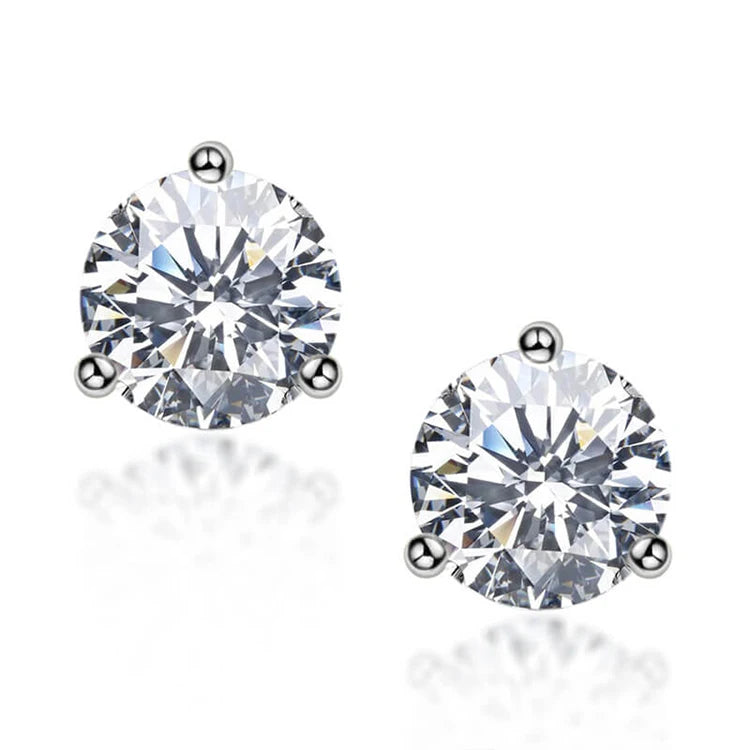SGARIT Fine Jewelry 14K White Gold 2CT Round Brilliant Cut Moissanite Earrings Solid Gold Ladies Diamond Stud Earrings
