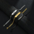 INS Fashion Stainless Steel 18K Gold Plated Engraving Bar Bracelet