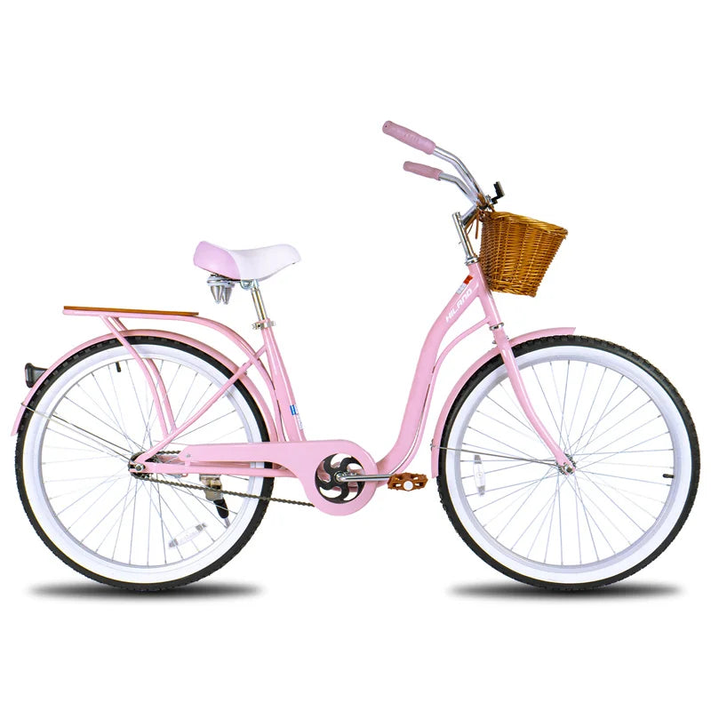 JOYKIE Customizable 26 Inch Retro Fixie Bike Hi Ten Steel Single Speed Land Cruiser for Lady