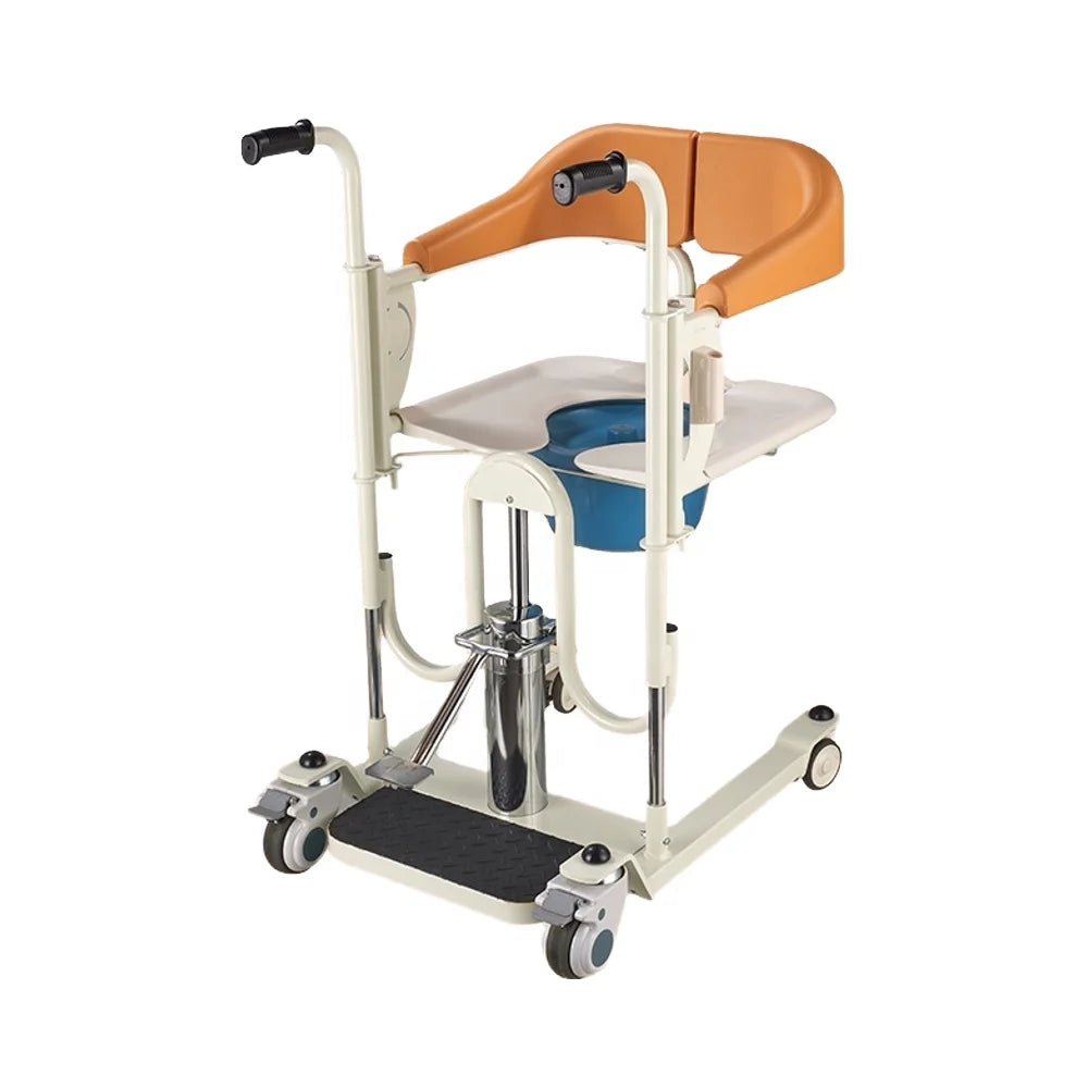 CE ISO UKCA Certified Hydraulic Patient Transfer Chair with 180 Degree Split Seat AOLIKE ALK850H for Bathroom and Home Care
