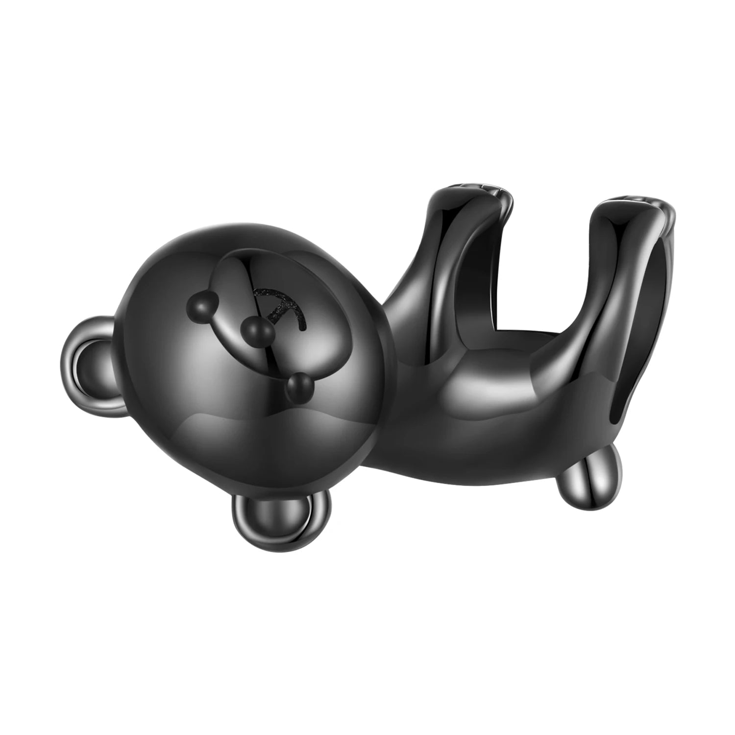 925 Sterling Silver Black Bear Beads Factory DIY Women's Fashion Pendant Bracelet Jewelry Featuring Zircon Main Stone SCC2508