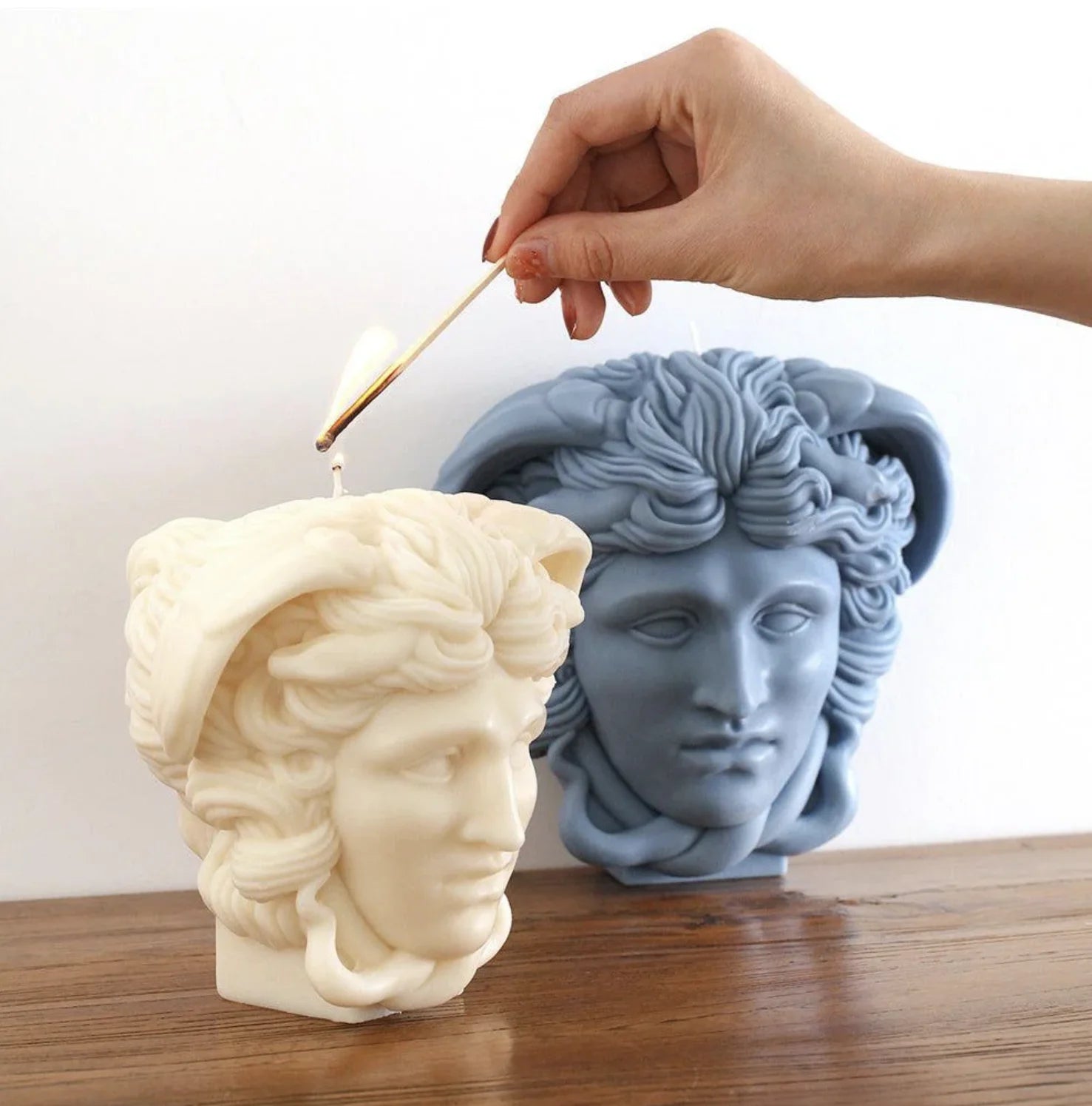 Greek Sculpture Statue Figure Full/half Head Medusa/Goddess Face Snake Hair Large Wax Candle Eco-Friendly Silicone Molds Nicole