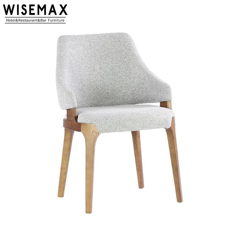 WISEMAX FURNITURE New Arrival Modern Dining Restaurant Furniture Hotel bar Club Wooden Frame Fabric Dining Chair for Sale