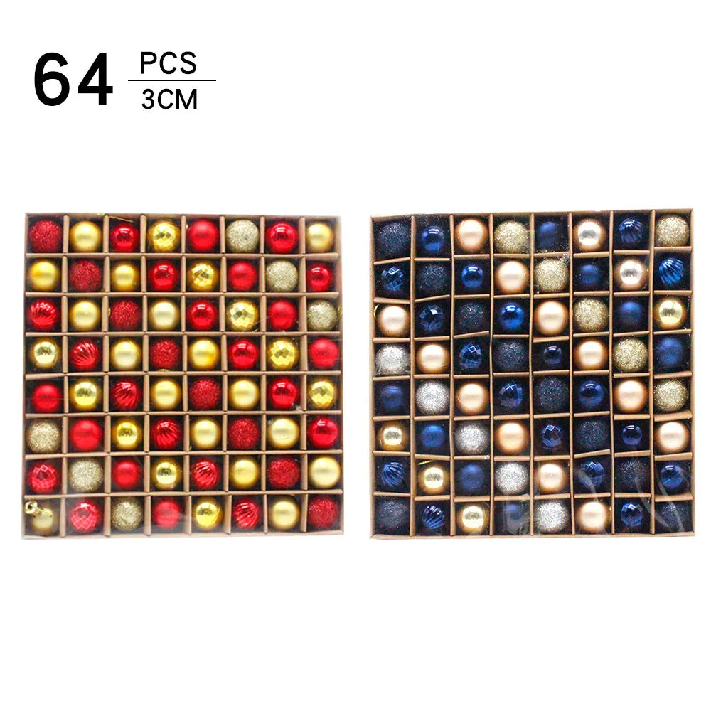 Wholesale 64pcs 3cm Decorating Christmas Ball Colorful Xmas Tree Baubles Balls for Christmas