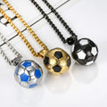 Cool Hip Hop Simulation 3D Football Pendant Necklace Stainless Steel Box Chain Stylish Charm for Boys and Men