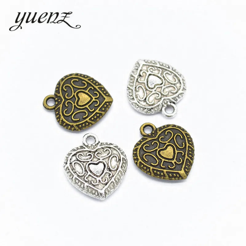 YuenZ Antique Silver Color Heart Shaped Charm Pendants for Bracelet Necklace Jewelry Accessories Diy Jewelry Making A85
