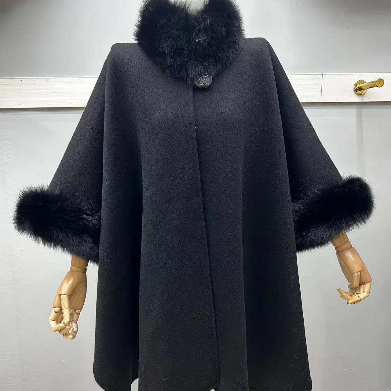 Oftbuy 2026 Autumn Arrival Women Long Pullover Loose Wool and Cashmere Blends Coat Real Fox Fur Collar Warm Fashion Streetwear