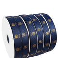 Factory Custom 3d Gold Foil Printed Blue Gross Grain Colors Grosgrain Festivals Ribbon