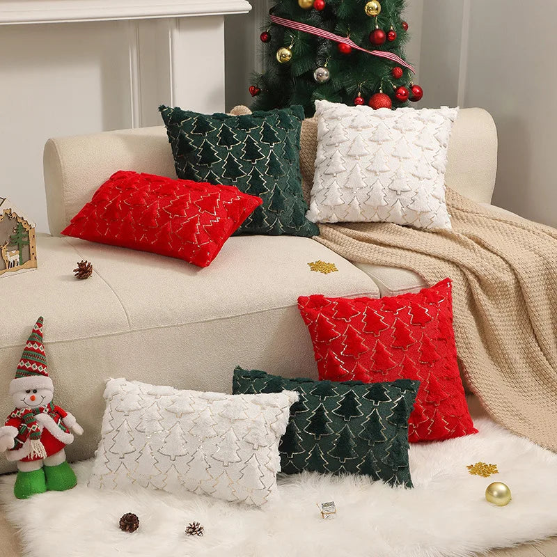 Ins Sleeping Pillows Cushions New Year Home Decoration Pillow Bedroom Bedhead Cushion Covers Christmas Red Plush Pillowcase