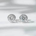 Starsgem Wholesale 18k White Gold Synthetic  Def Vs 5.2MM Round Diamond Bezel Setting1 Carat Lab Grown Diamond Stud Earrings