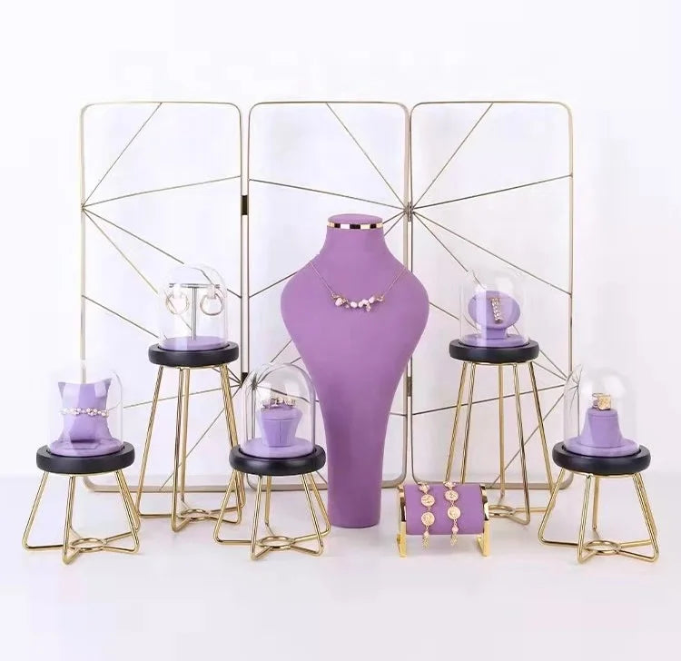 Luxury Velvet Jewelry Necklace Holder Holder Jewelry Holder Bracelet Necklace Ring Earrings Jewelry Display Shop Luxury Purple D