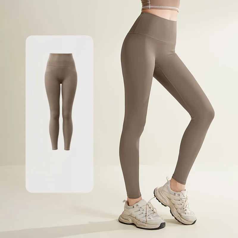 Women Sport Fitness Leggings Elastic Solid Yoga Pants Training Running Gym Quick Dry No Front Seam Breathable Leggings