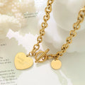 Punk Metal Heart Chain Clavicle Necklace Female Geometric Buckle Thick Chain Rock Hip Hop Silver Color Choker Necklace Gift