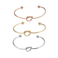 2mm 316 Stainless Steel Heart Bracelet 18K Gold Open Bracelet Knot Bangle for Girl Supplier