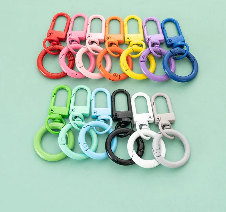 Colorful Keychain O Ring Cute Candy Keyring Swivel Spring Buckle Lobster Clasp Key Hook Chain for Bag Jewelry Making Accessories