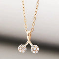 Luxury Sterling Silver Plated With 14K Gold Cherry Charm Necklace Elegant Bling Bling Zirconia Necklace Jewelry
