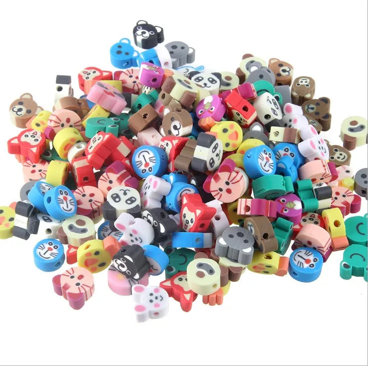 New 100pcs Assorted Colors Animal Polymer Clay Beads 7-11mm X 3.5-5mm 50g DIY Necklace Bracelet Earring Jewelry Findings Making MegaBDM
