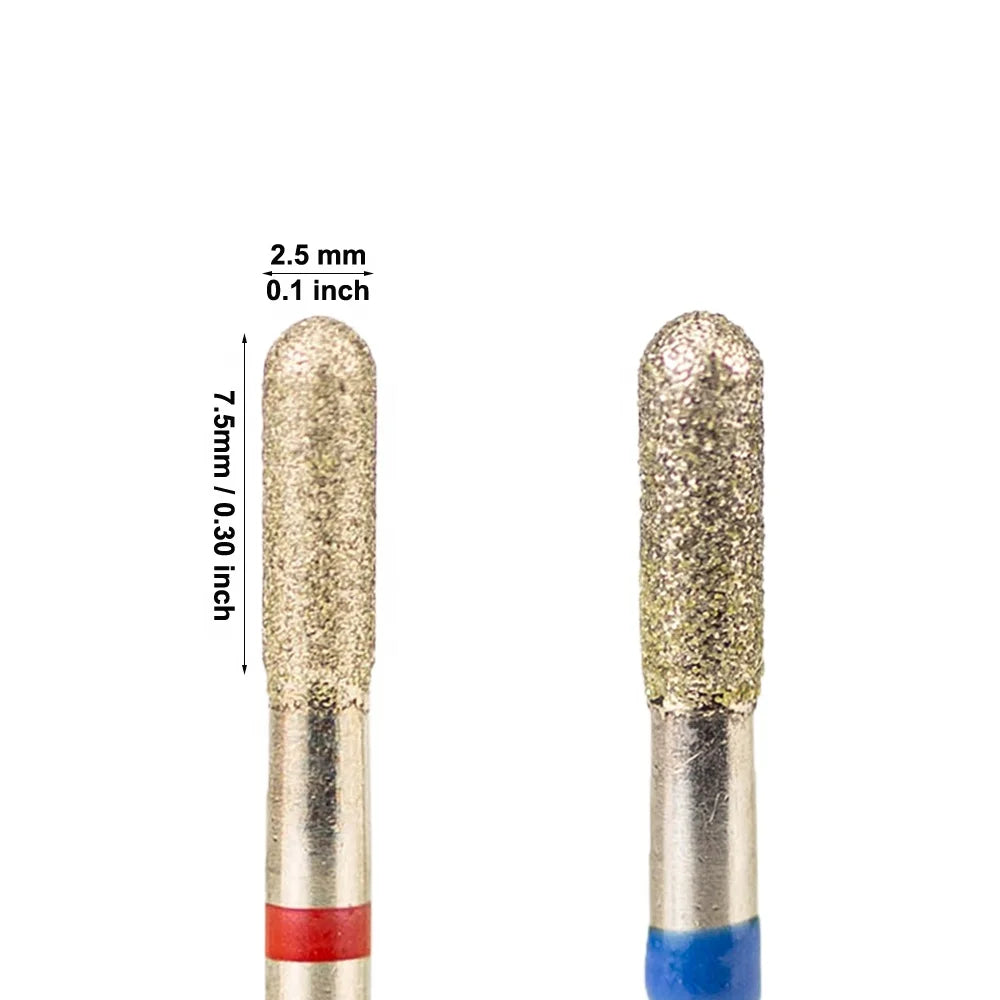 Wholesale Electric Burrs Grinding Head 2.5*7.5mm Smooth Top Barrel Efile Safety Russian Cuticle Manicure Nail Drill Bits Diamond