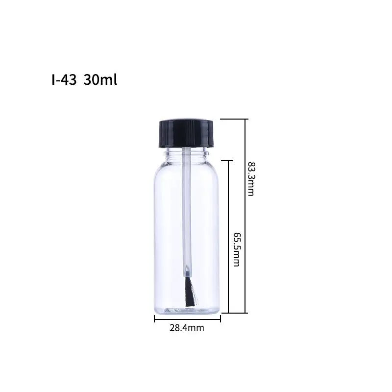 Customized Logo 5ml 10ml 15ml  Plastic PET Clear Brush Bottle with Black or White Brush Cap for Glue  Painting