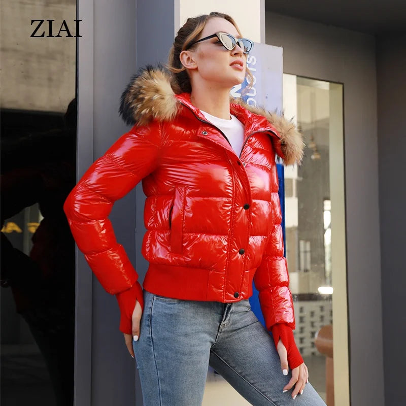 Wholesale Puffer Coat Winter Hooded Red Jacket Short Women Puffer Jacket