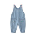 2025 New Cute Girls' Flower One-Piece Denim Casual Pants Children's Ins Inspired Suspender Clothing