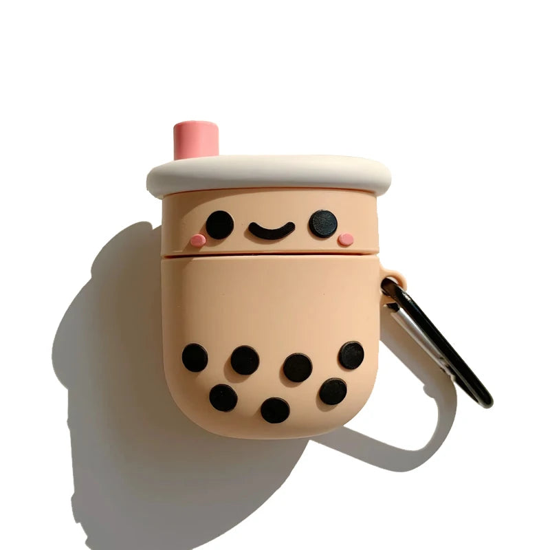 Best Seller 3D Carabiner Keychain Cute Cartoon Letterpress Printed PVC Boba Milk Tea Pendant