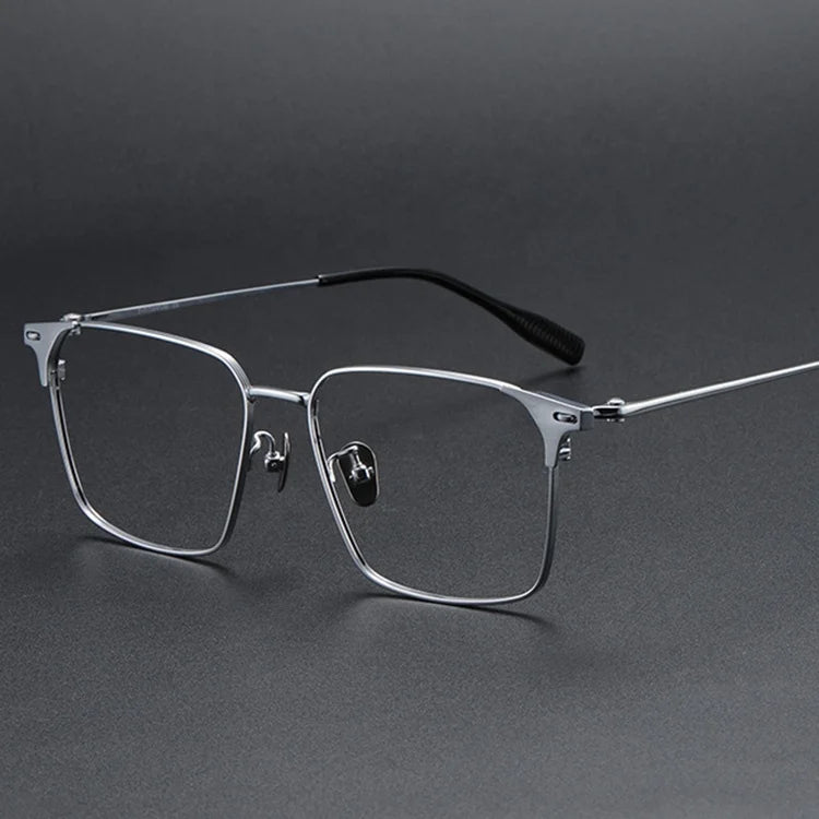 Silver Titanium Men's Prescription Eyewear Frames Solid Pattern Optical Eyeglasses and Eye Glasses Spectacles for Computer Use