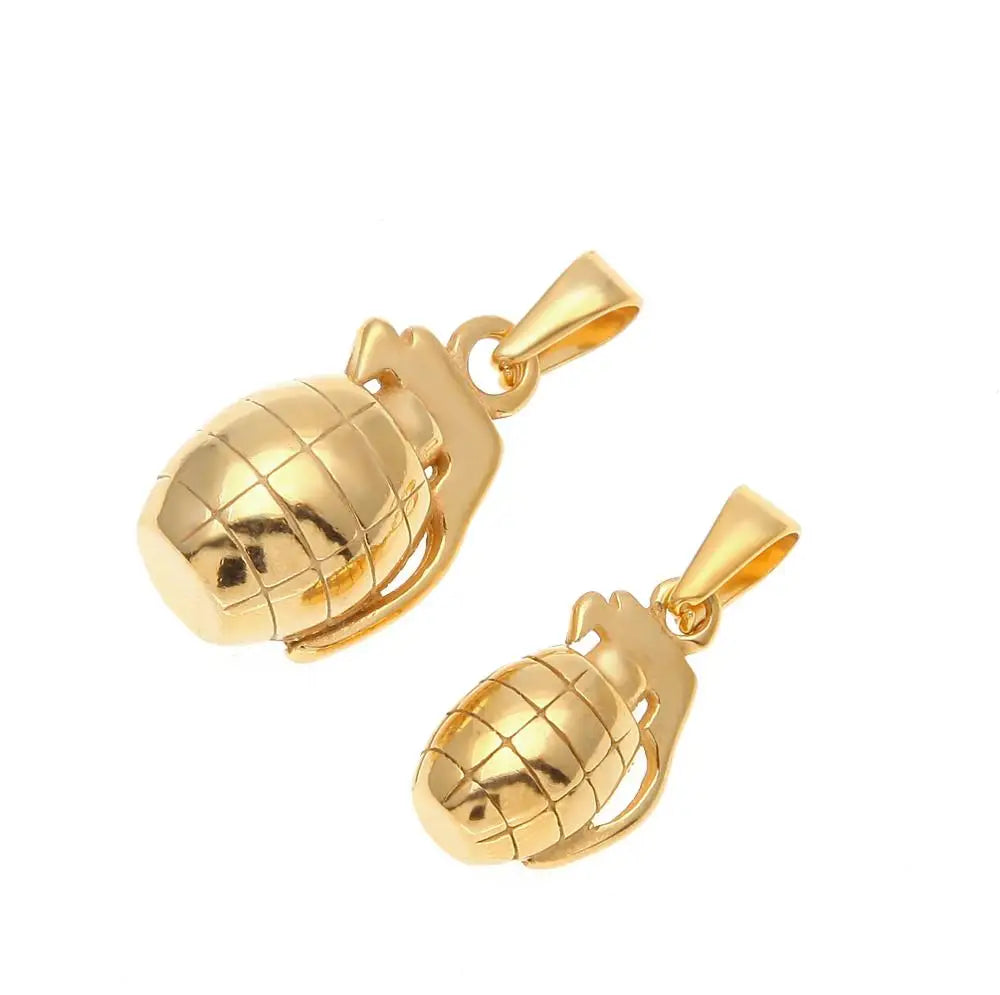 Fast Shipping 18k Gold Plating Stainless Steel Hand Grenades Pendant HipHop Men Jewelry Bomb Pendant