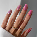 Custom Pink Chrome Design Press on Fake Nails Short Square Luxury Artificial Nails Wholesale Soft Gel Press on Finger Nails Set