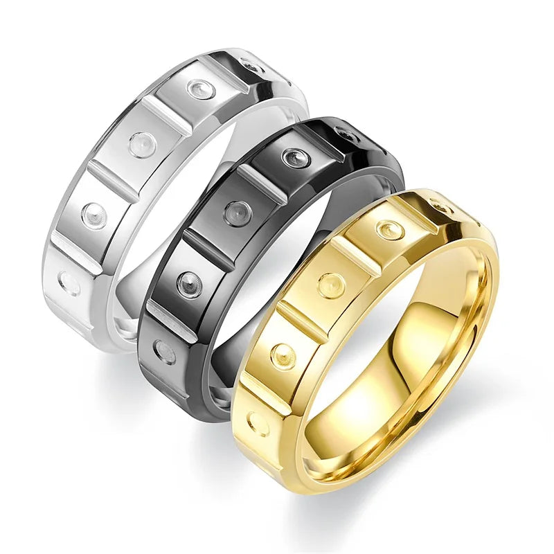 Fashion Trendy 316L Stainless Steel Ring 6MM Popular Cheap Ring Full Size for Men
