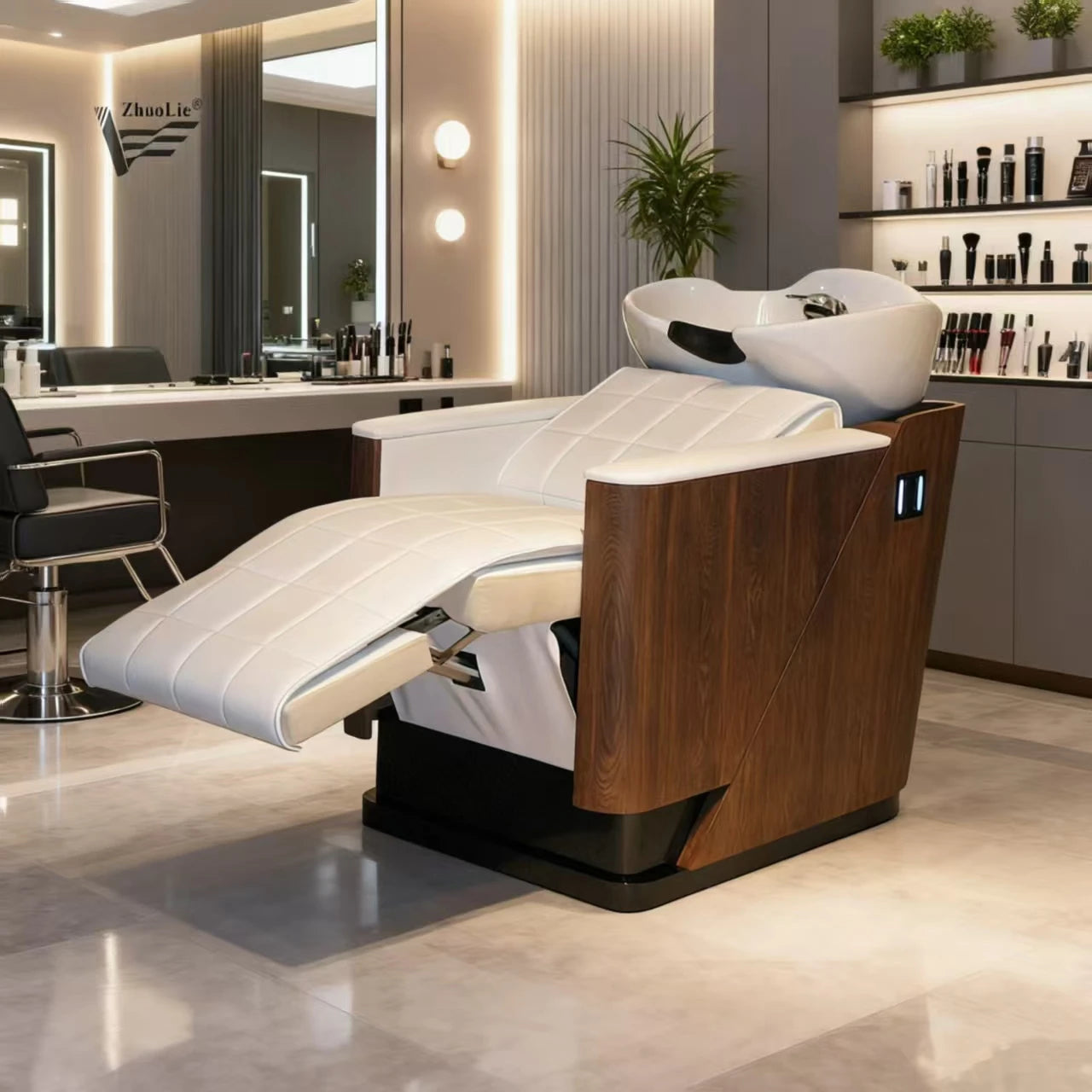 Modern Beauty Salon Spa Ceramic Basin Electrical Shampoo Chair with Massage Function for Barber Shop