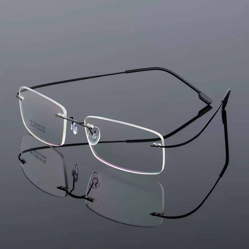 Fashion Titanium Alloy Ultralight Metal Rimless Eye Glasses Spectacle Frames Prescription Optical Eyeglasses Frames Women Men