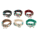 Bohemian Style Glass Bead Stone Bracelet Hand String Tower Multi-Layer Combination Number Pattern Boho Bangles Chains Jewelry