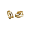 925 Sterling Silver Double Hoop Huggie Earrings Small Star Pattern Pave Gold Diamond Bridesmaid Wedding Jewelry Waterproof