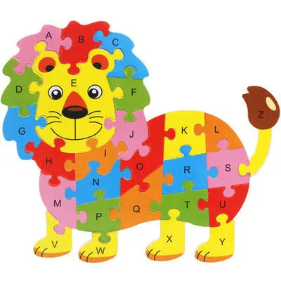 26 Alphabet Jigsaw Puzzle Game Toy for Kids Wooden Material Children Animal Puzzle Toy