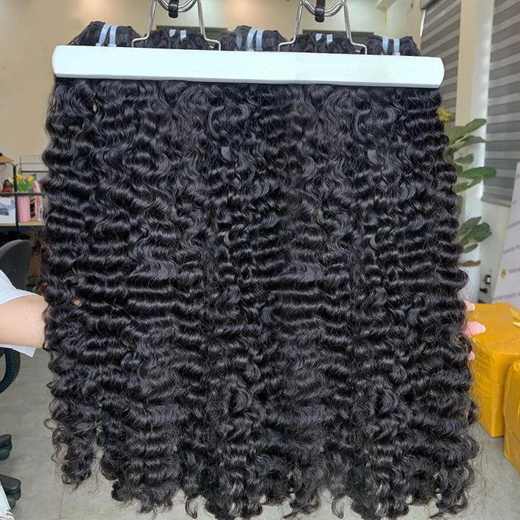 12A Grade Virgin Human Hair One Donor Raw Cuticle Aligned Super Double Drawn Human Hair Burmese Curly Raw Bundles