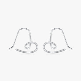 925 Sterling Silver Classic Romantic Hearts Earrings Vintage Pattern Lines Irregular Heart Hoop Earrings